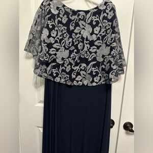 Connected Apparel Blue‎ Evening  Gown with Short Flutter Sleeve